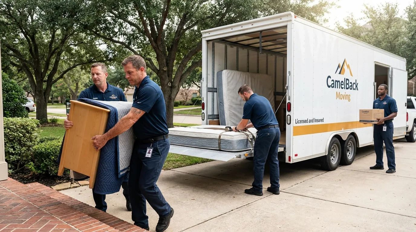 Crew loading residential truck for cross-state move from Montverde, FL